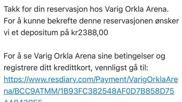 Mailbommert fra Varig Orkla Arena