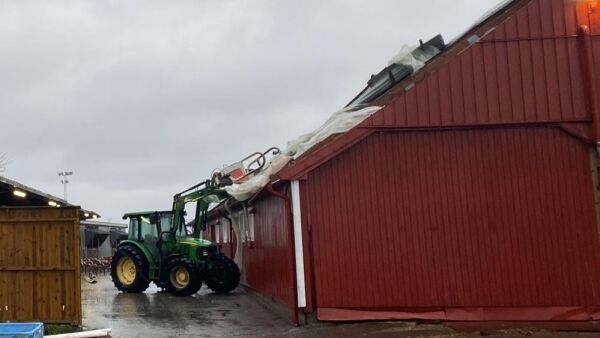 Nytt stalltak reiste med stormen i natt
