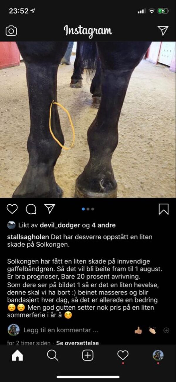 Har fått en liten seneskade